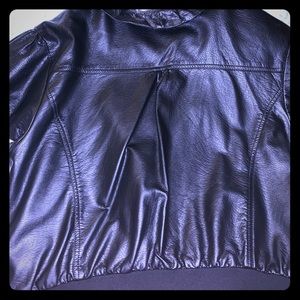 Ashley Stewart Pleather lapel crop jacket